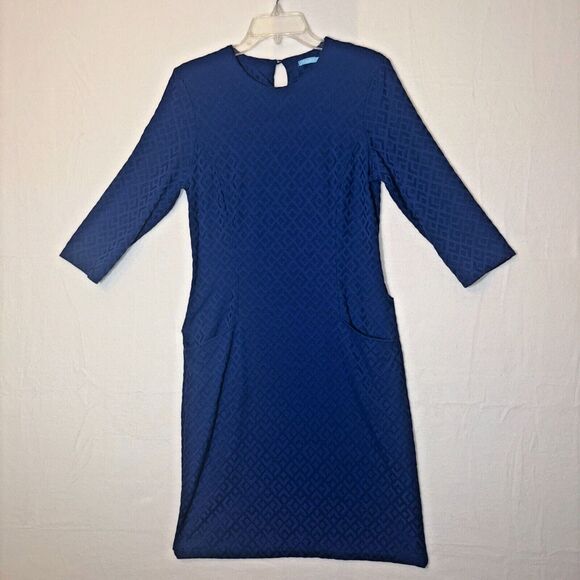 J McLaughlin Catalyst Blue Pattern Sheath‎ Dress with pockets women's small - Picture 1 of 8